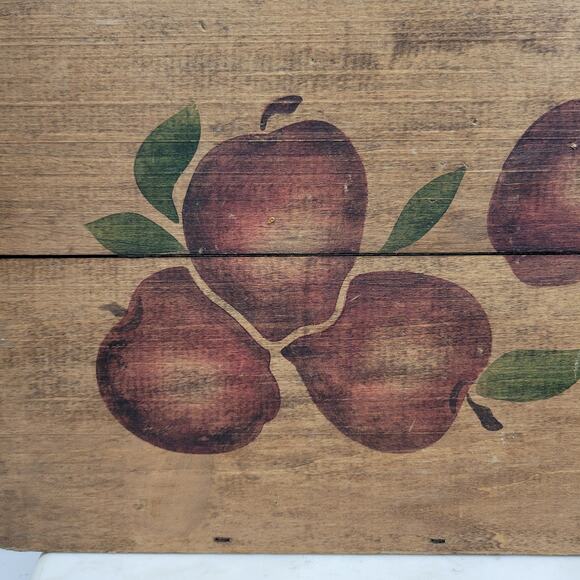 VTG Wood Apple Box 16" Hand Painted Rope Handle Signed 1997 County Fair 4H - Picture 7 of 16